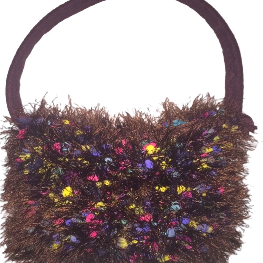 Gerry furry handbag in brown and spots of color